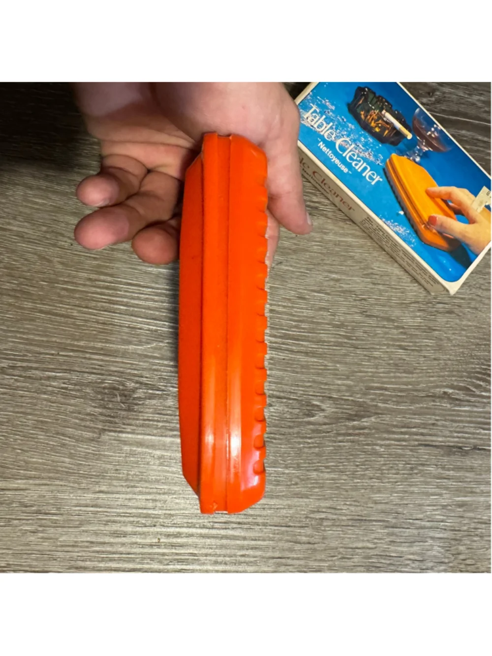 Vintage 80s Nettoyeuse Table Cleaner Crumb Sweeper One Size Orange Blue